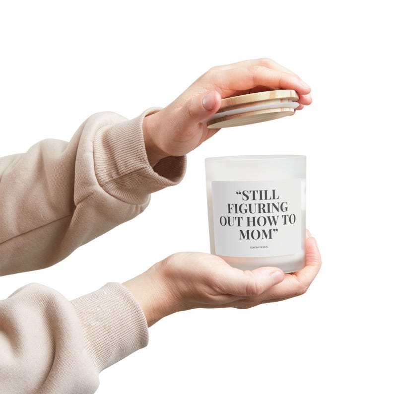 Funny Mom Candle: Coconut Soy Wax, Wood Wick, Frosted Glass image 2