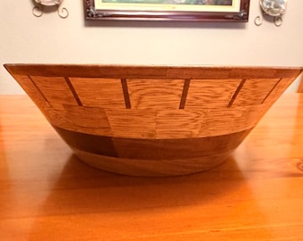 9 1/2" Segmented MAPLE and WALNUT Hand-turned Artisan Bowl