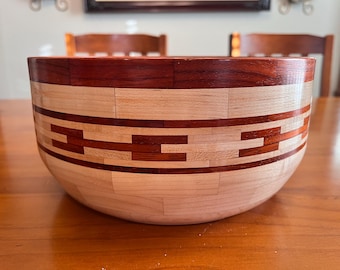 9 1/2&quot; MAPLE & PADUAK Hardwood Segmented Bowl