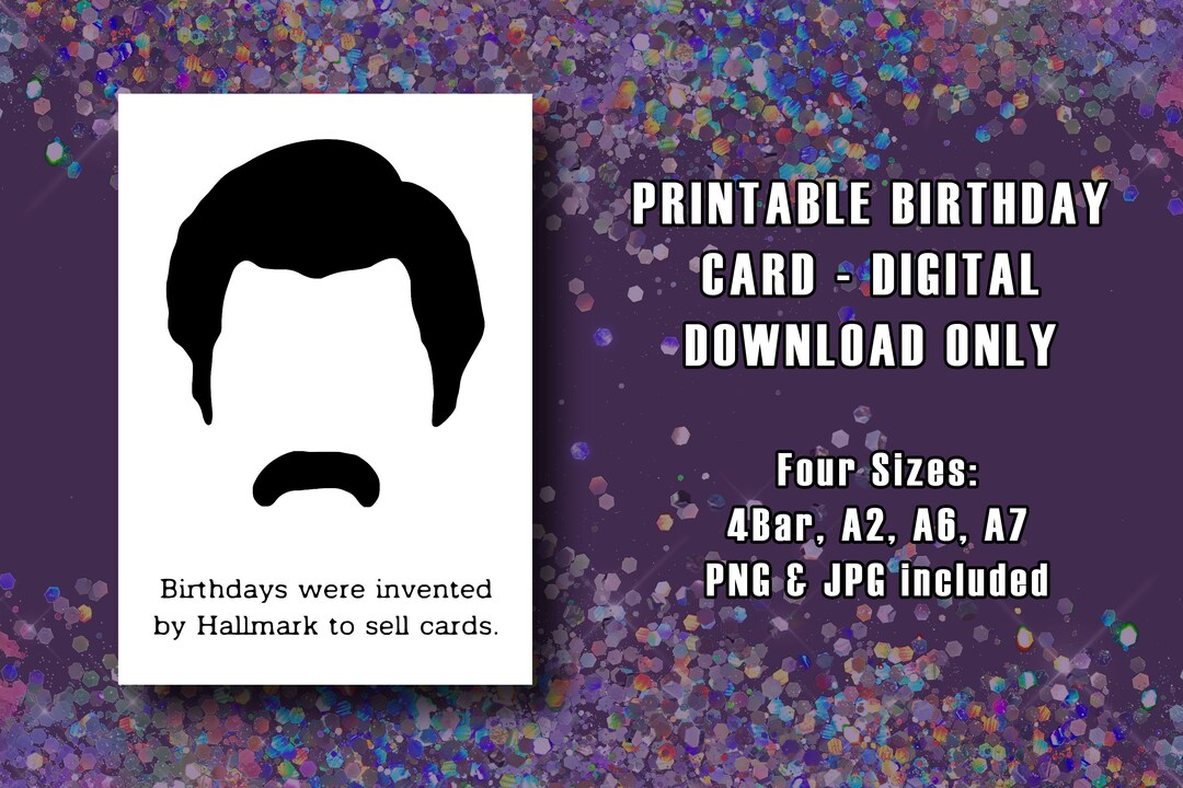 Ron Swanson Birthday Card Printable Digital Download 4 - Etsy