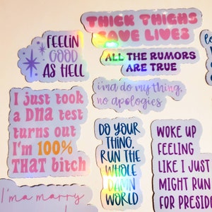 Lizzo Lyrics Holographic Sticker Pack / Set of 14 Stickers / - Etsy