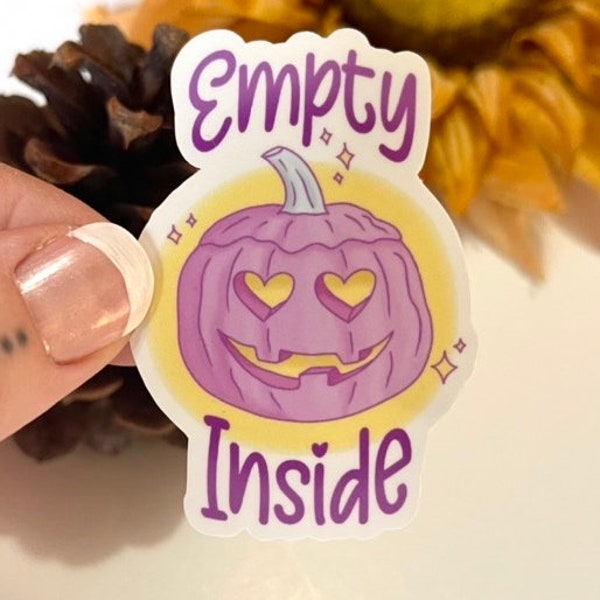 Empty Inside Jack-O-Lantern Halloween Themed Sticker, 1.75x2.5in, glossy laminated vinyl sticker