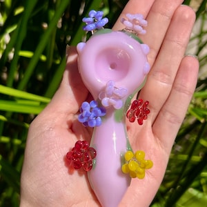Glass Pink Flower  Pipe 4.5 inch