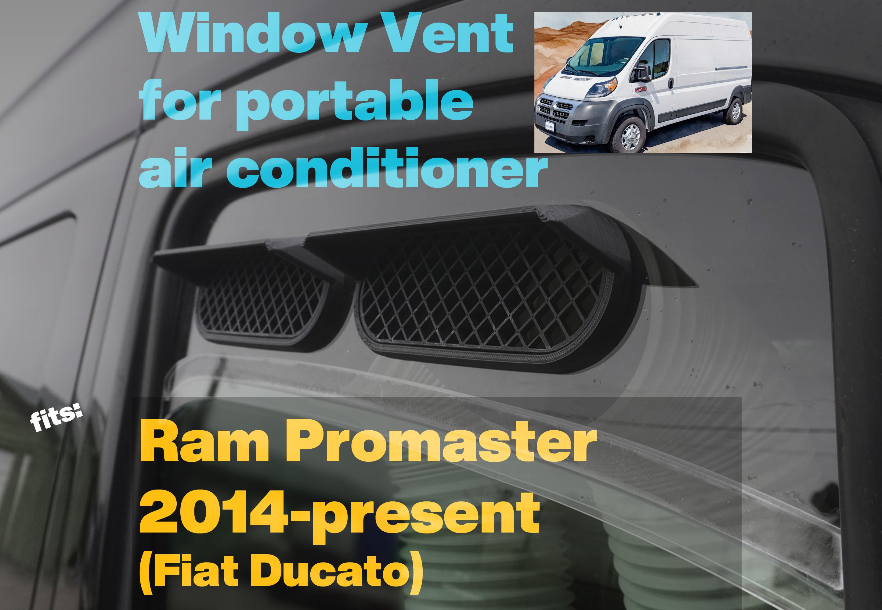 Portable AC window vent for; Ram Promaster 2013 to present