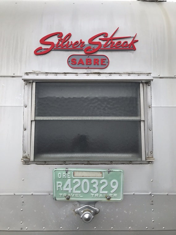 Vintage Airstream Silver & Blue Vinyl Decal – 3M – RV Trailer Sticker, Class A B C