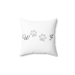 Sofa Scatter Pillow, indoor throw cushion, white with woof dog design scatter throw cushion, sofa home accessories