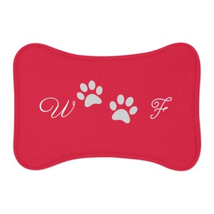 Haustier Futtermatte Wuff Hund rote knochenförmige Futtermatte Hundegeschenkideen Antirutschmatte Haustierzubehör