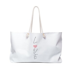 Einfache Liebe Weekender Tasche mit Seil Griffen, Minimalist Travel Tote