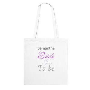 Bride To Be Custom Hen Tote Bag, Custom Bride's Name, Hen or Bachelorette Party personalized Lightweight bag, Pre Wedding Party Bag
