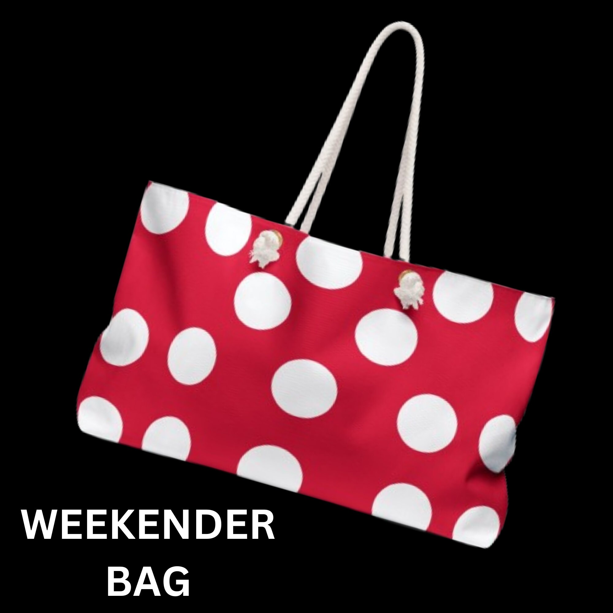 Weekender Overnight Travel Luggage Bag Red With White Polka Dot Wide Mouthed Bag With Rope Handles Etsy