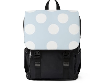 Teen girl canvas college bag, pale blue polka dot teen girl laptop bag, teen girl school bag, travel bag for her.