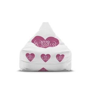 Teen Girl Bean Bag Cover with pink hearts, gaming bean bag cover