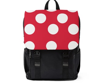 Teen girl canvas college bag, red polka dot teen girl laptop bag, teen girl school bag, travel bag for her.