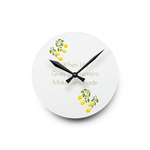Teen girl life gives you lemons kitchen wall clock, wall hanging acrylic clock gift ideas