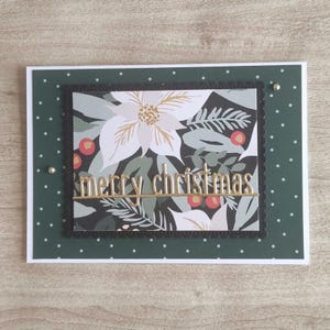 Handmade Poinsettia Christmas Card: Gold Foil Holiday Greeting