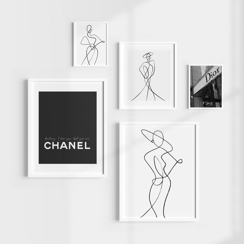 Set of 3 Line Art Abstract Prints Line Art Woman Print Etsy