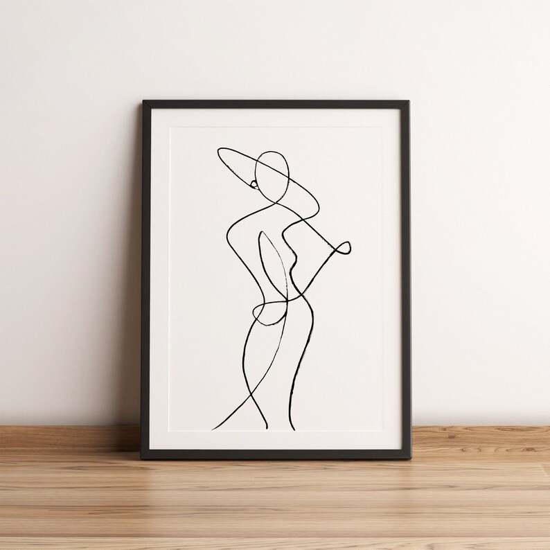 Set of 3 Line Art Abstract Prints Line Art Woman Print Etsy