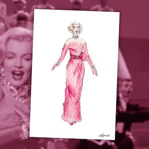 Oeuvre d'art ORIGINALE Carte de mode Marilyn Monroe