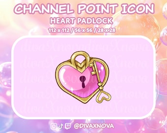 Cute Pink Heart Padlock Channel Point Icon for Twitch Streaming