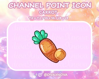 Cute Orange Carrot Vegetable Channel Point Icon for Twitch Streaming