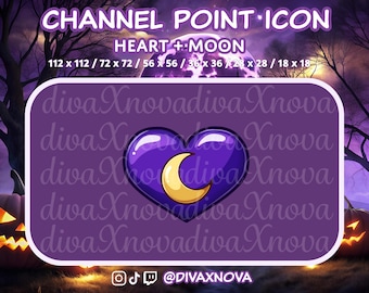 Twitch-Kanalpunkt-Symbol: Lila Herz und Halbmond (Halloween)
