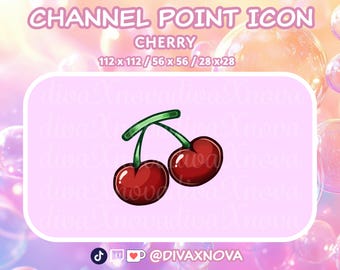 Cute Red Cherry Fruit Channel Point Icon for Twitch Streaming