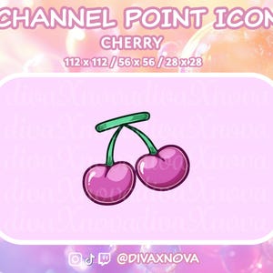 Cute Pink Cherry Fruit Channel Point Icon for Twitch Streaming
