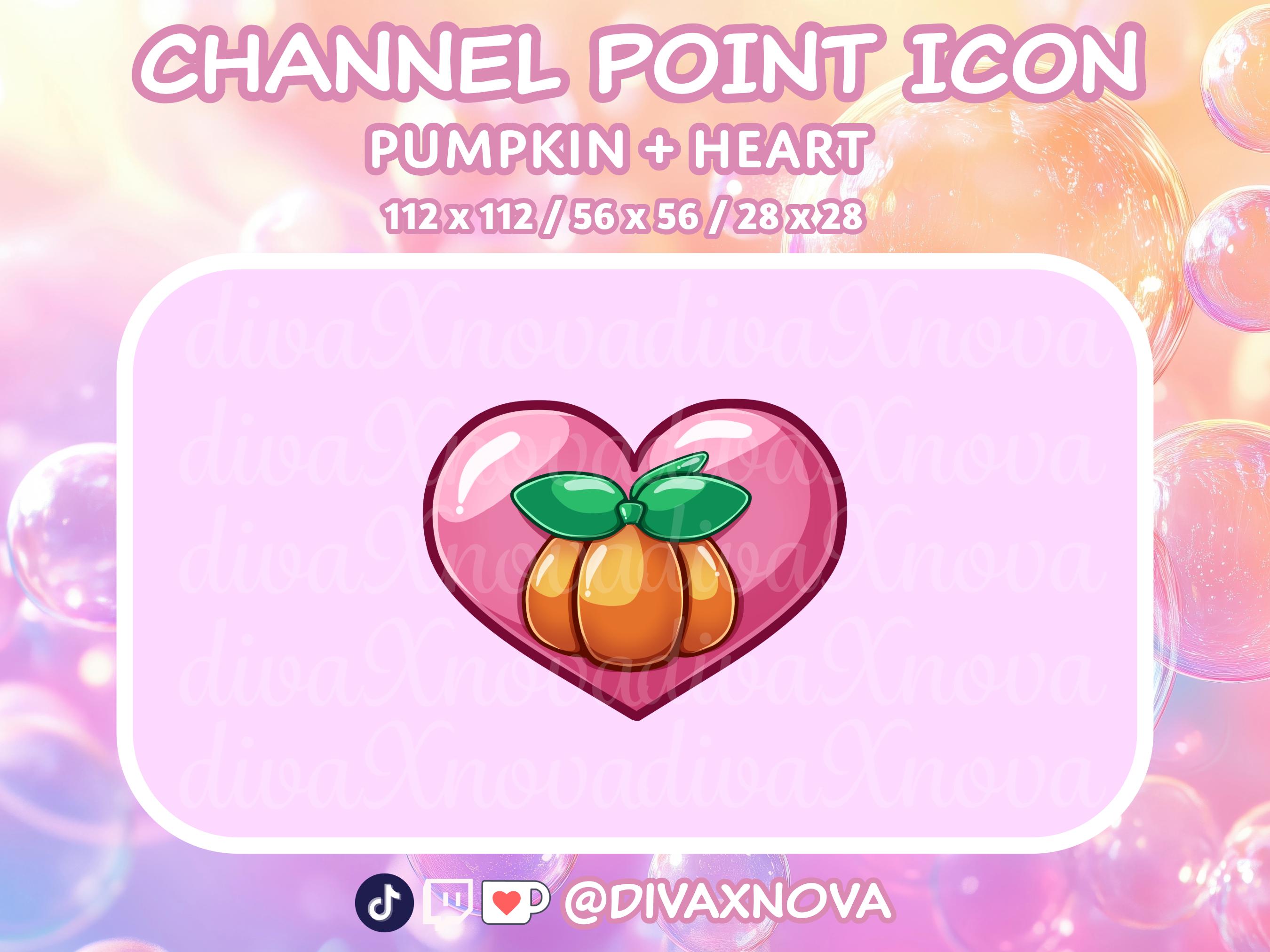 Cute Pink Heart Orange Pumpkin Channel Point Icon for Twitch Streaming
