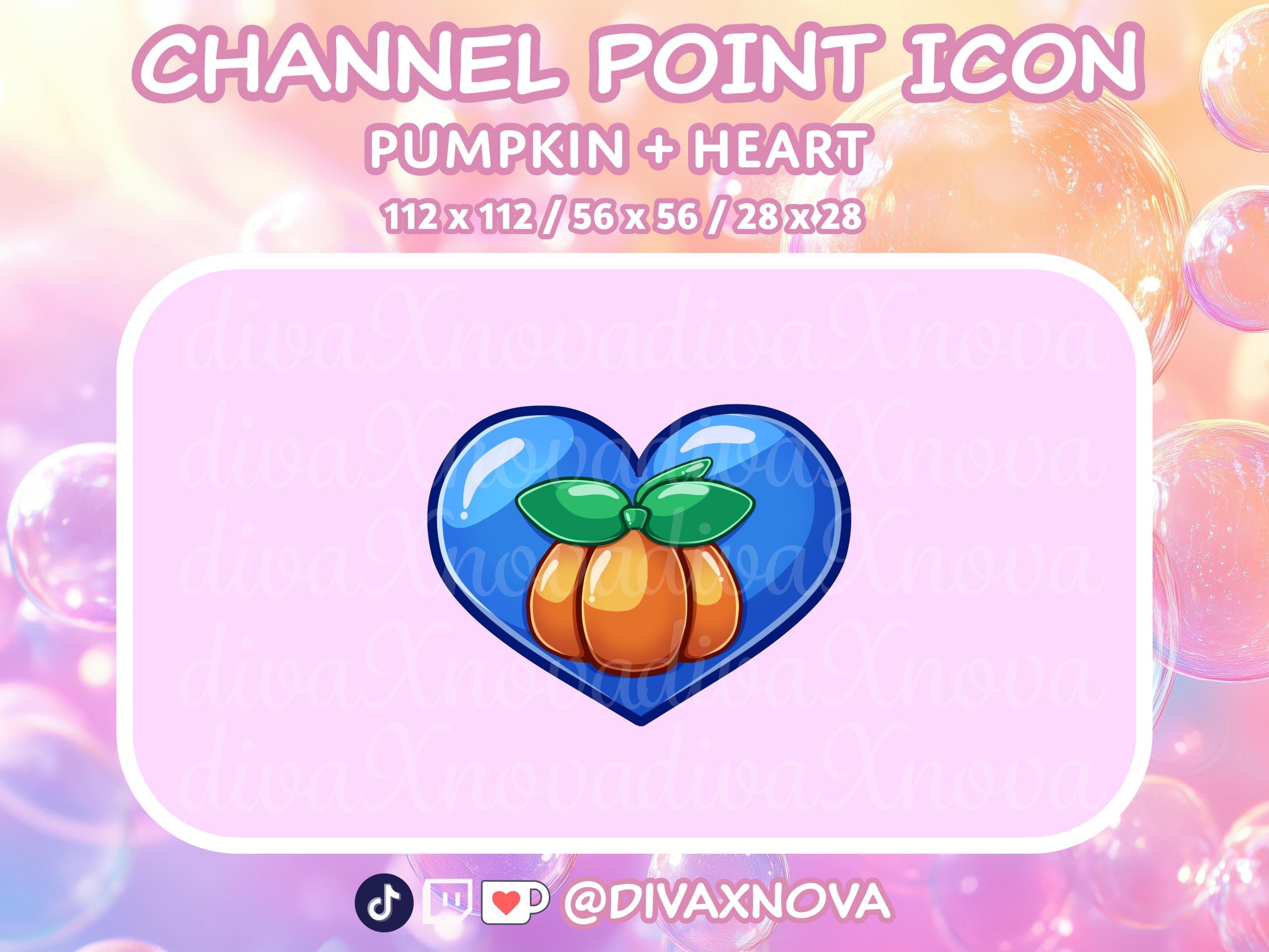 Cute Blue Heart Orange Pumpkin Channel Point Icon for Twitch Streaming