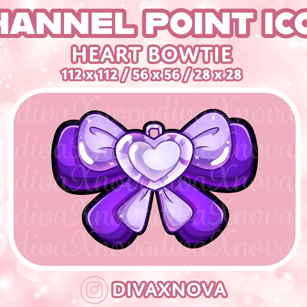 Cute Kawaii LIGHT PURPLE Valentine's Day Heart Ribbon Bowtie Channel Point Streaming Icon for Twitch