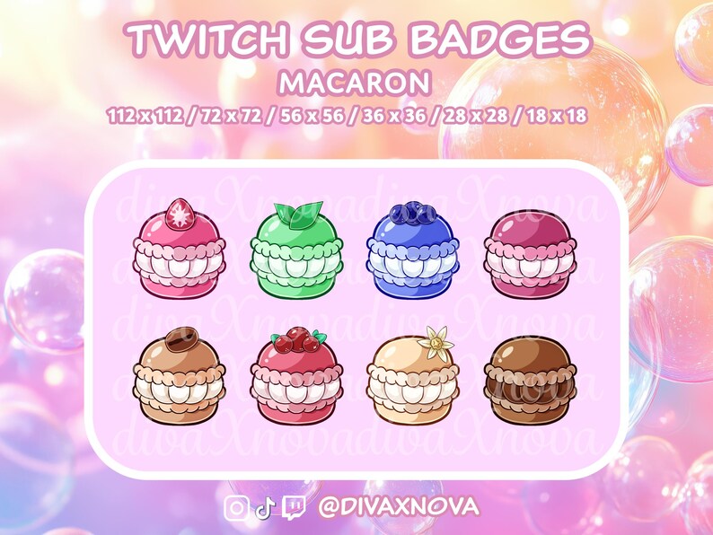 8 Macaron Sub Badges for Twitch Streaming: Digital Download - Etsy
