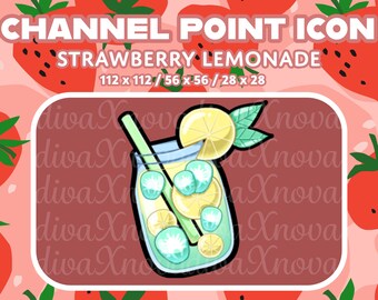 Cute Kawaii MINT GREEN Strawberry Fruit Lemonade Drink Channel Point Streaming Icon for Twitch