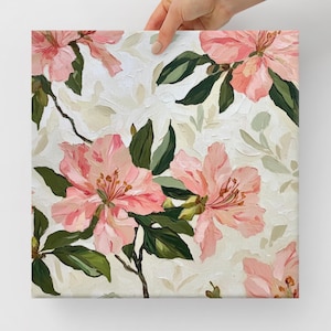 Azalea Canvas Print | Large Painting Print | Flower Wall Art | Nature Art | Azalea Art | Azalea Painting | Cute Wall Art | Pink Wall Art