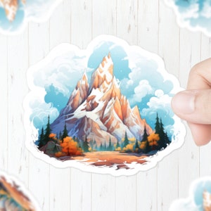 Fall Mountain Sticker | Nature Art | Mountain Sticker | Fall Sticker | Magical Stickers | Handmade | Orange Mountain