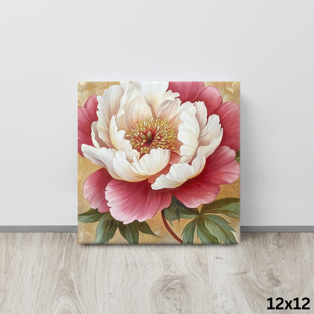 Pink Peony Canvas Print | Large Painting Print | Living Room Wall Art ...
