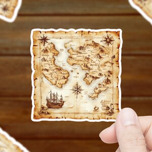 Pegatinas de mapas mágicos / Pegatinas de libros / Pegatinas encantadas / Mapas místicos / Mapas del tesoro / Pegatinas de brujas / Arte de mapas antiguos / Arte mágico