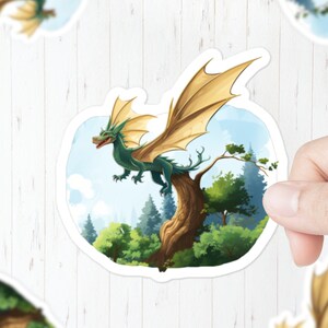 Green Dragon Sticker | Mythical Creature | Dragon Art | Fantasy Dragon | Mystical Sticker | Magical Stickers | Weatherproof Vinyl
