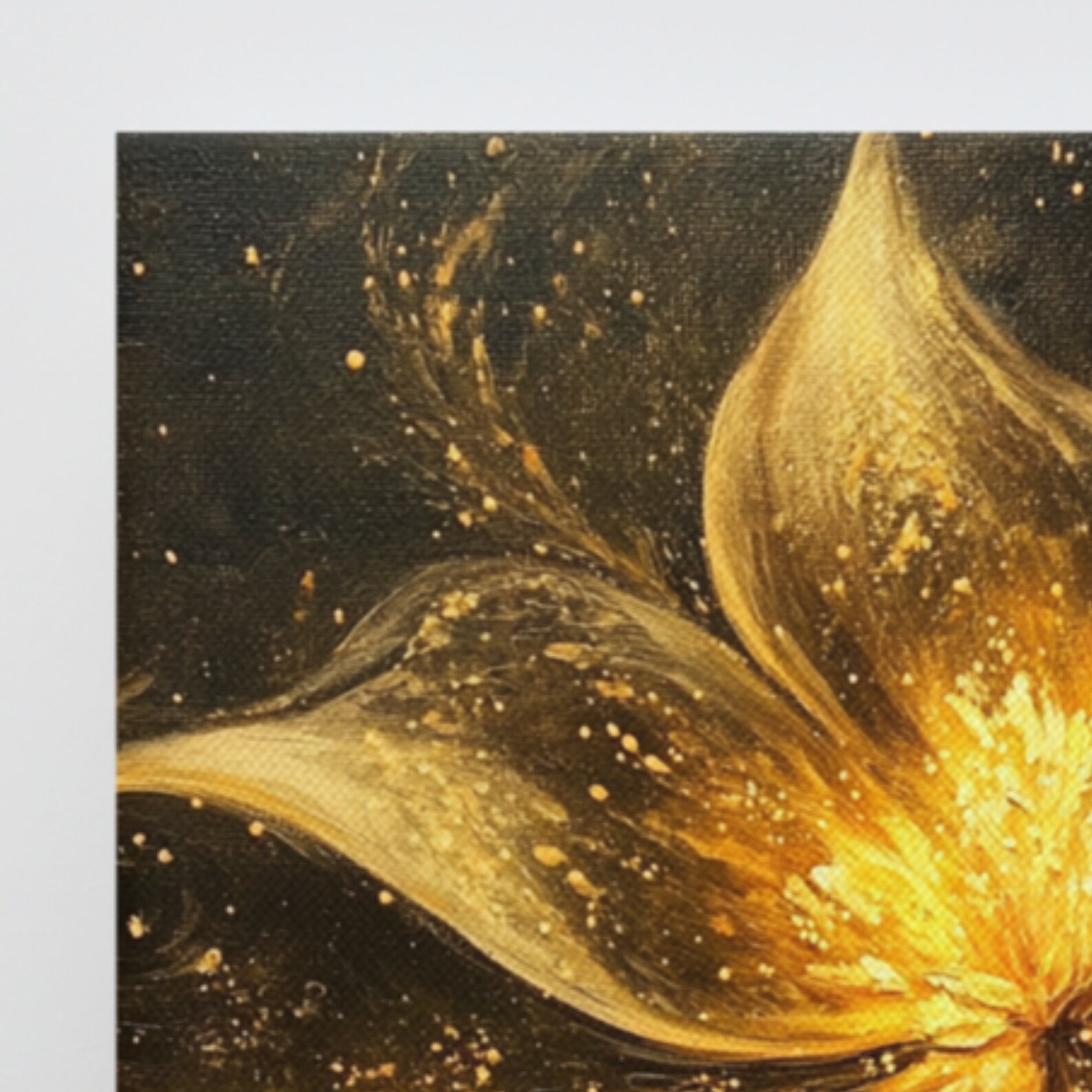 Gold and Black Canvas Print | Large Wall Art | Golden Flower Painting ...
