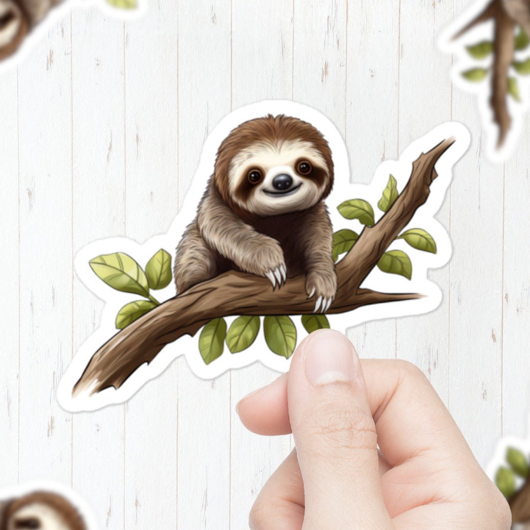 Sloth Sticker | Cute Sloth on Branch | Sloth Gifts | Animal Stickers ...