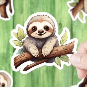 Cute Sloth Sticker | Sloth on Branch | Animal Sticker | Animal Art | Sloth Gifts | Handmade