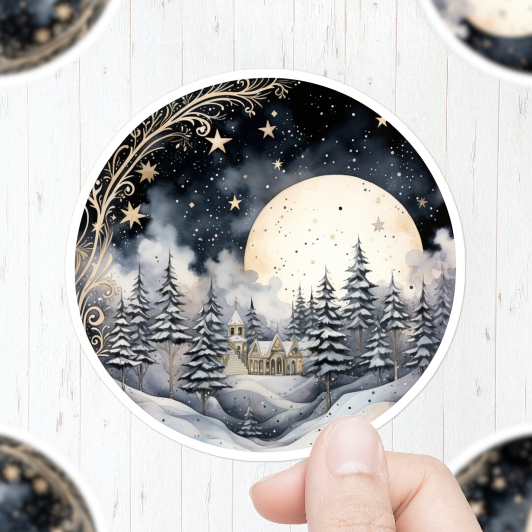 Winter Moon Sticker | Celestial Sticker | Moon Sticker | Magical ...
