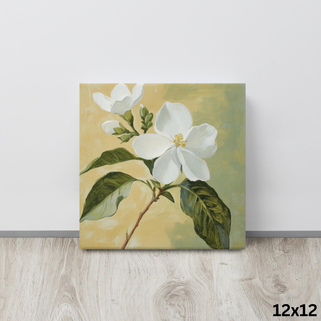 White Jasmine Flower Canvas Print | Flower Painting Print | Canvas Wall ...