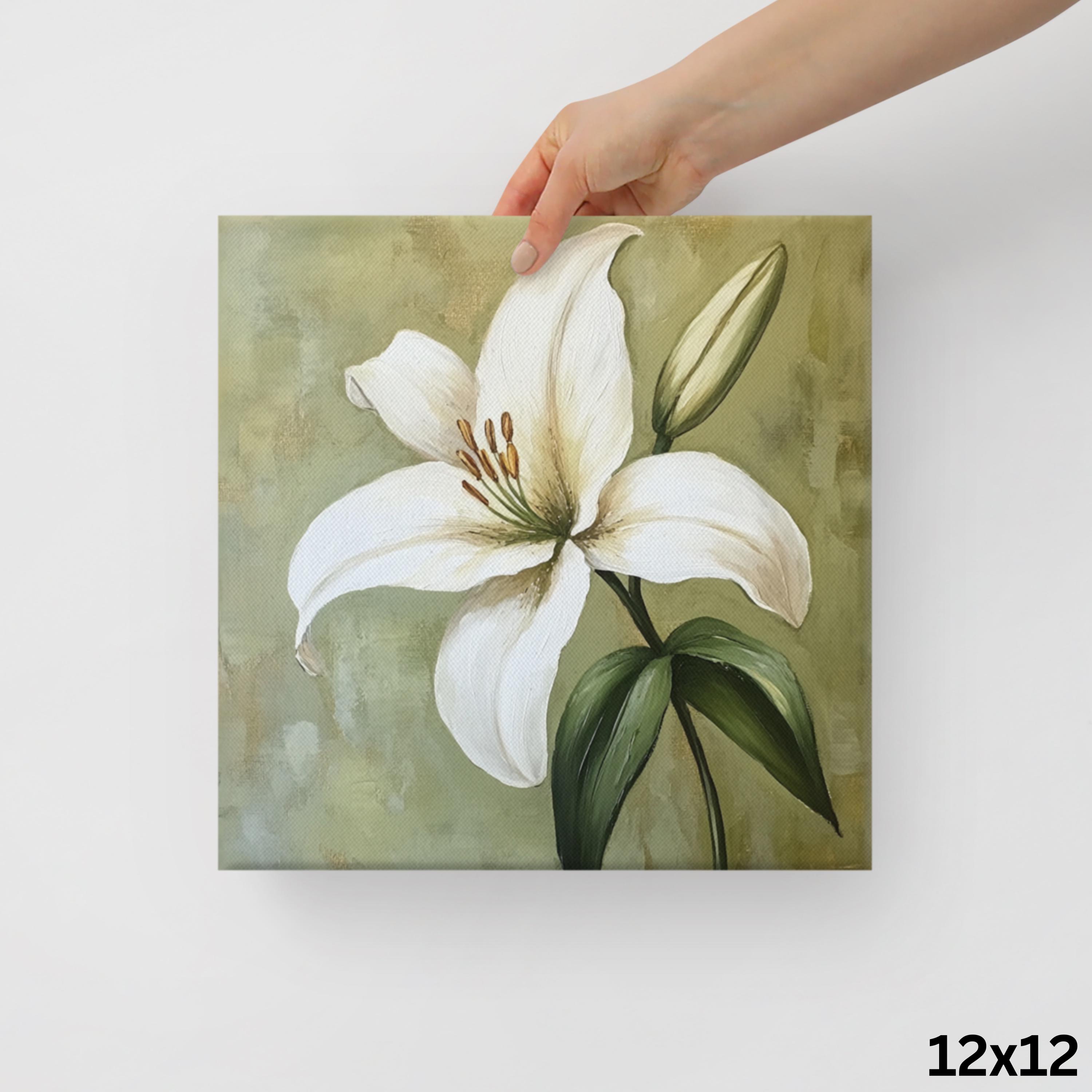White Lily Wall Art | Painting Print | Canvas Print | Green Wall Art ...