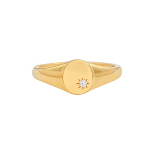 18K Gold Vermeil - Star Signet Ring | Gift for Her | Gift for Him