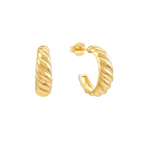 18K Gold Vermeil - Croissant Dome Hoops Earrings | Gift for Her