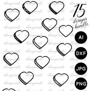 Heart SVG,Doodle Hearts, DXF,Sketch,Handdrawn,Valentine Heart cut file,PNG,Cutting file,Cricut,Silhouette,Commercial use,Instant download