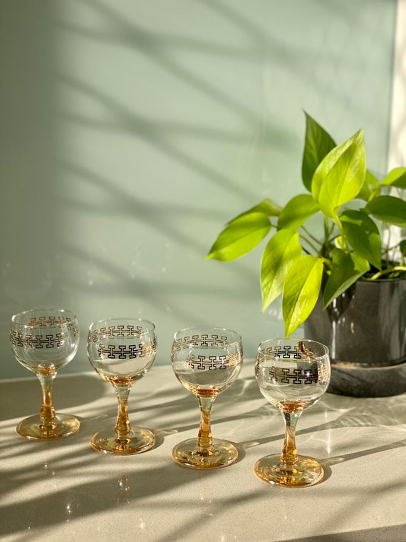 Vintage Crown Crystal egypt Wine Glasses X 4 Etsy