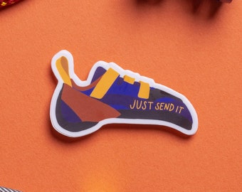 Just Send It Climbing Shoe Sticker: Gold-Orange