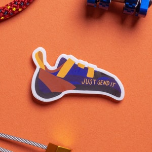 Just Send It Climbing Shoe Sticker: Gold-Orange