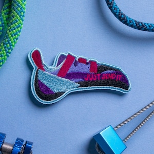 Just Send It Iron-On Patch: Blue Pink Colorway